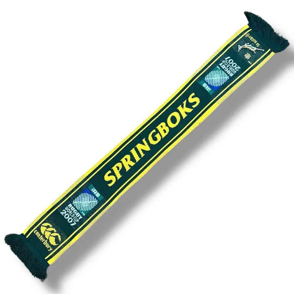 Retro Sprongoboks South Africa Rugby Scarf 2007 Rugby World Cup Green Knit